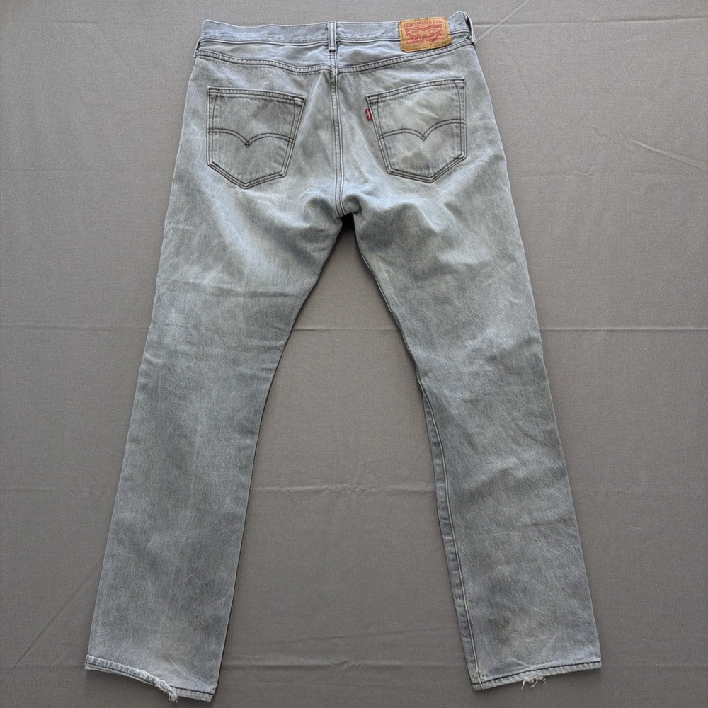 Levis 501 Mens Gray Original Fit Straight Leg Denim Jeans W34 L32